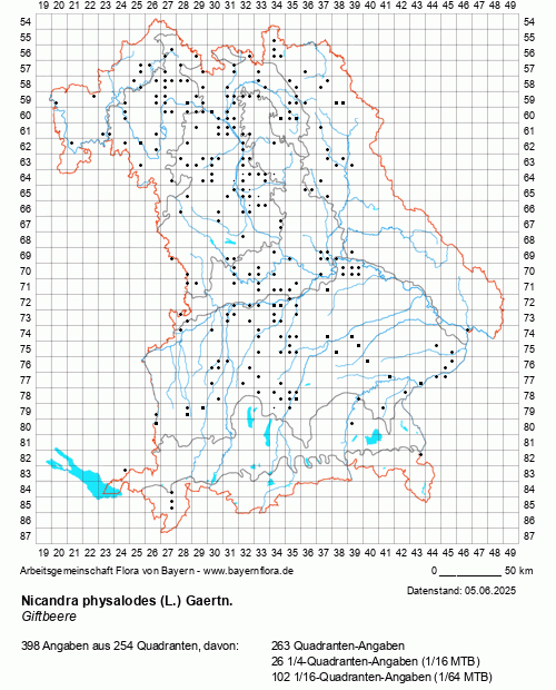 Die Verbreitungskarte zu Nicandra physalodes (L.) Gaertn. wird geladen ...
