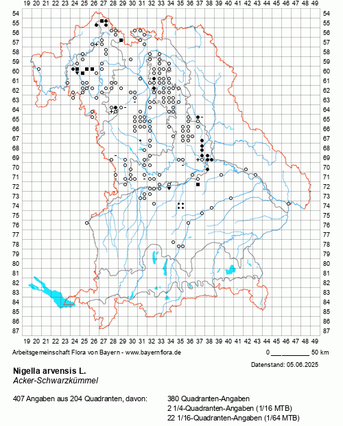 Die Verbreitungskarte zu Nigella arvensis L. wird geladen ...