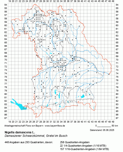 Die Verbreitungskarte zu Nigella damascena L. wird geladen ...