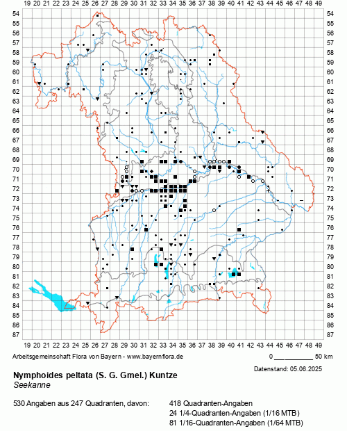 Die Verbreitungskarte zu Nymphoides peltata (S. G. Gmel.) Kuntze wird geladen ...