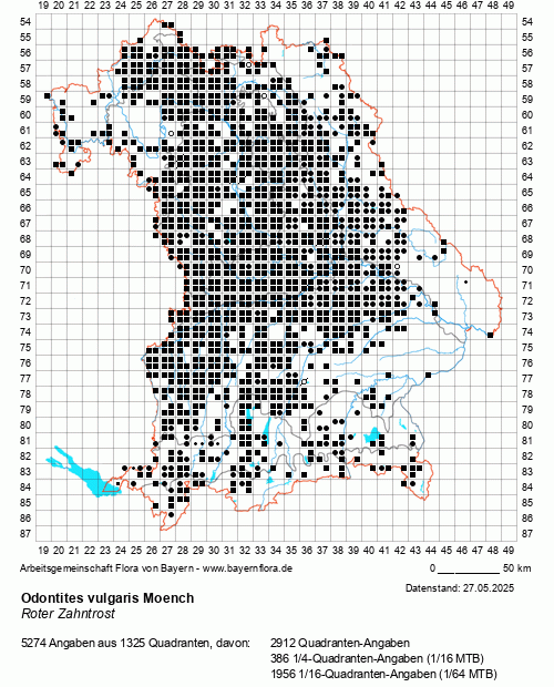 Die Verbreitungskarte zu Odontites vulgaris Moench wird geladen ...