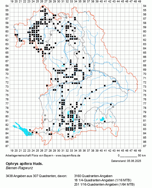 Die Verbreitungskarte zu Ophrys apifera Huds. wird geladen ...