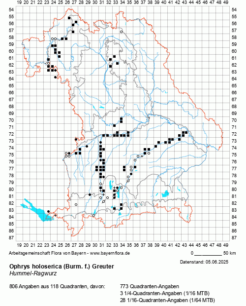 Die Verbreitungskarte zu Ophrys holoserica (Burm. f.) Greuter wird geladen ...