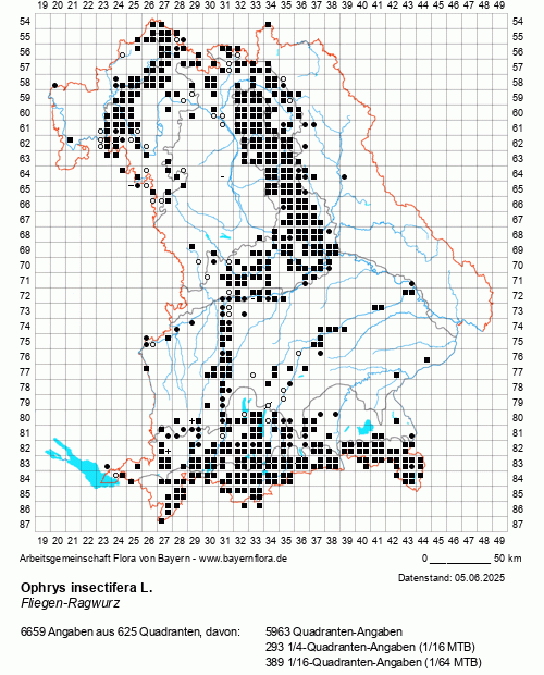 Die Verbreitungskarte zu Ophrys insectifera L. wird geladen ...