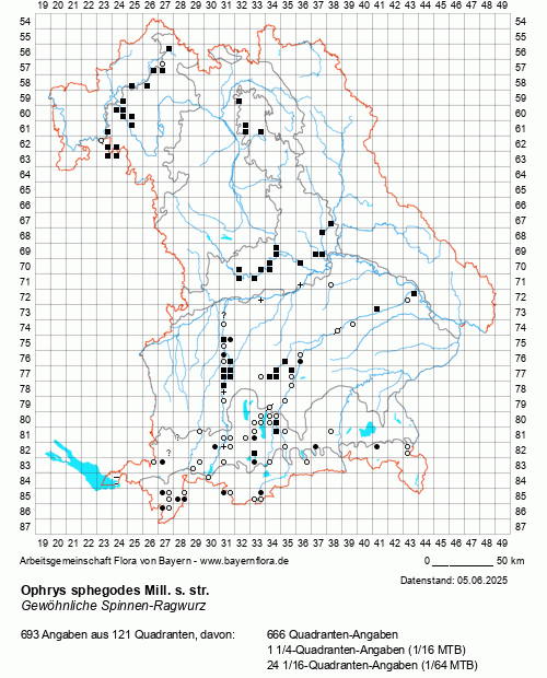 Die Verbreitungskarte zu Ophrys sphegodes Mill. s. str. wird geladen ...
