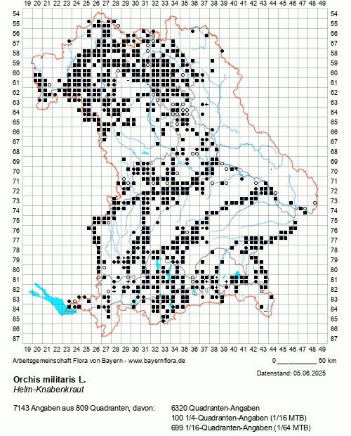 Die Verbreitungskarte zu Orchis militaris L. wird geladen ...