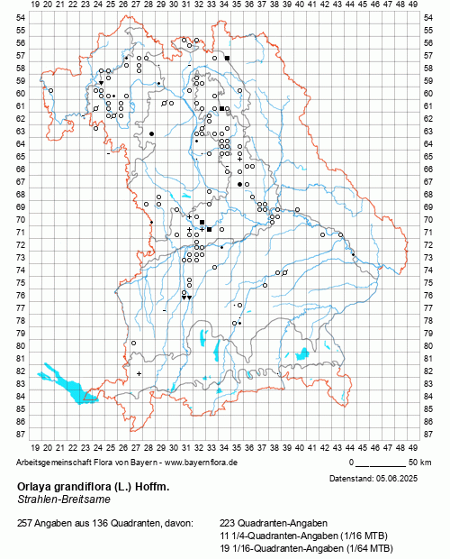 Die Verbreitungskarte zu Orlaya grandiflora (L.) Hoffm. wird geladen ...