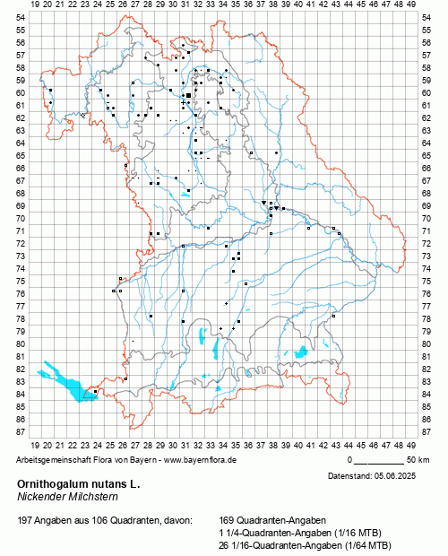 Die Verbreitungskarte zu Ornithogalum nutans L. wird geladen ...