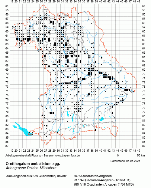 Die Verbreitungskarte zu Ornithogalum umbellatum agg. wird geladen ...