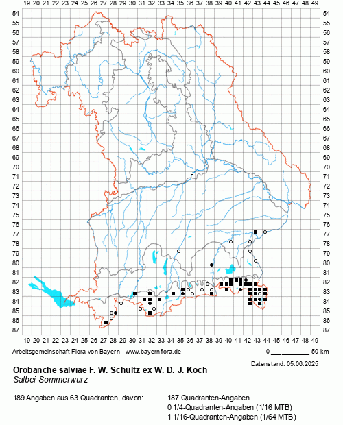 Die Verbreitungskarte zu Orobanche salviae F. W. Schultz ex W. D. J. Koch wird geladen ...