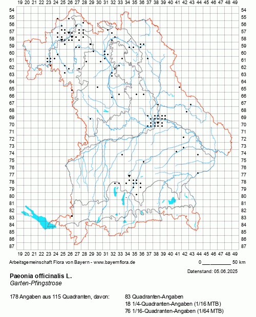 Die Verbreitungskarte zu Paeonia officinalis L. wird geladen ...
