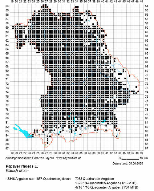 Die Verbreitungskarte zu Papaver rhoeas L. wird geladen ...