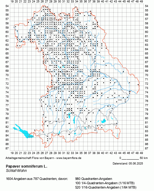 Die Verbreitungskarte zu Papaver somniferum L. wird geladen ...