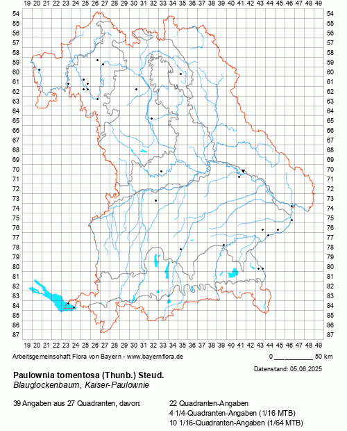 Die Verbreitungskarte zu Paulownia tomentosa (Thunb.) Steud. wird geladen ...