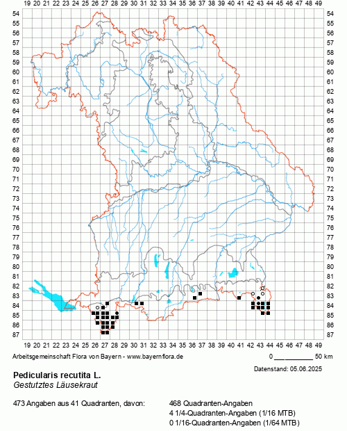 Die Verbreitungskarte zu Pedicularis recutita L. wird geladen ...