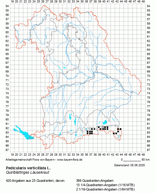 Die Verbreitungskarte zu Pedicularis verticillata L. wird geladen ...