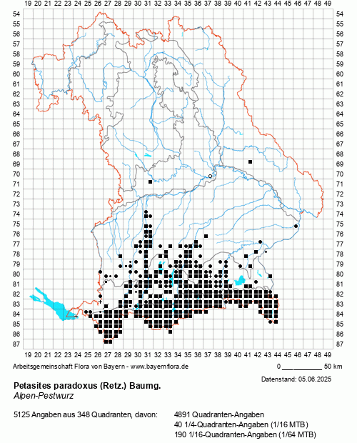 Die Verbreitungskarte zu Petasites paradoxus (Retz.) Baumg. wird geladen ...