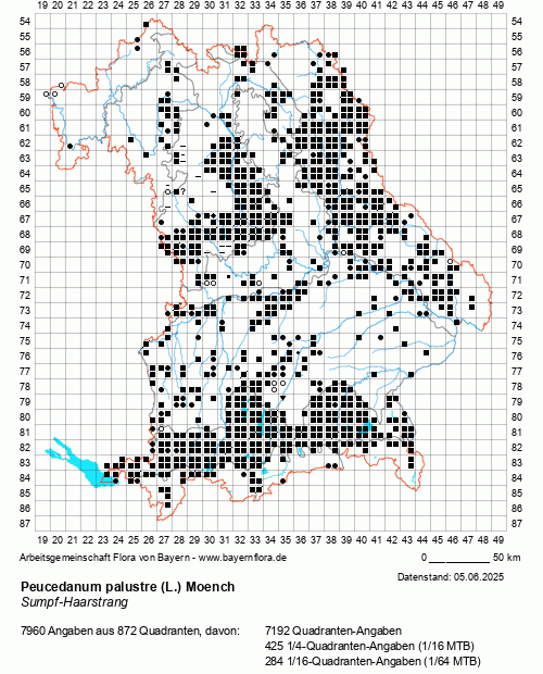 Die Verbreitungskarte zu Peucedanum palustre (L.) Moench wird geladen ...