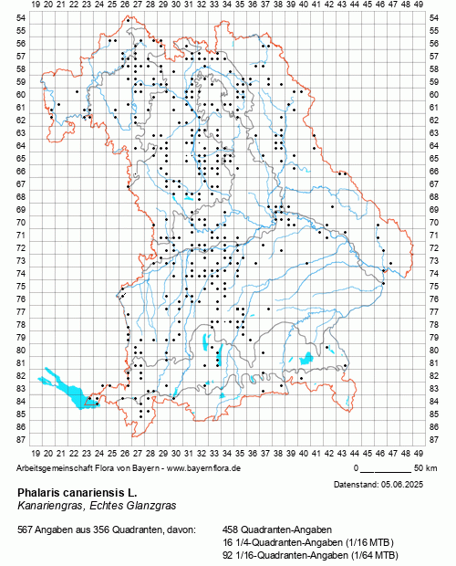 Die Verbreitungskarte zu Phalaris canariensis L. wird geladen ...