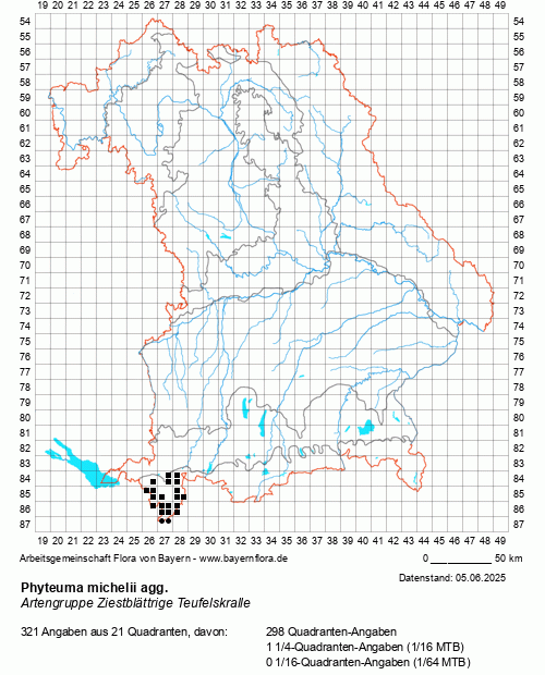 Die Verbreitungskarte zu Phyteuma michelii agg. wird geladen ...