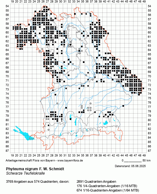 Die Verbreitungskarte zu Phyteuma nigrum F. W. Schmidt wird geladen ...