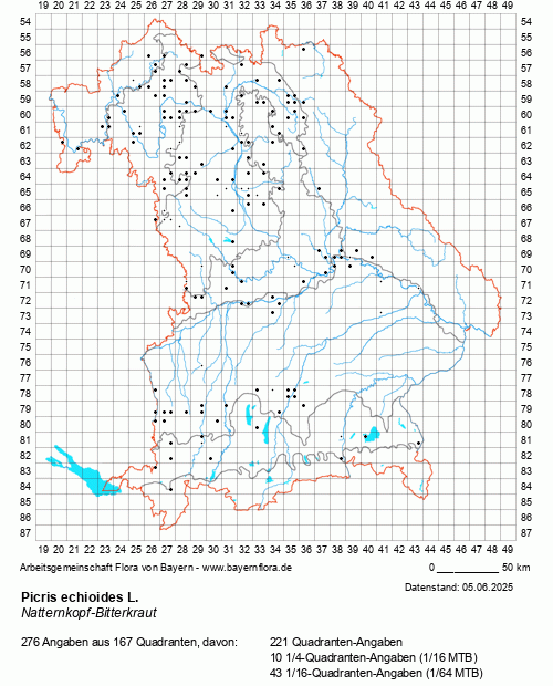 Die Verbreitungskarte zu Picris echioides L. wird geladen ...