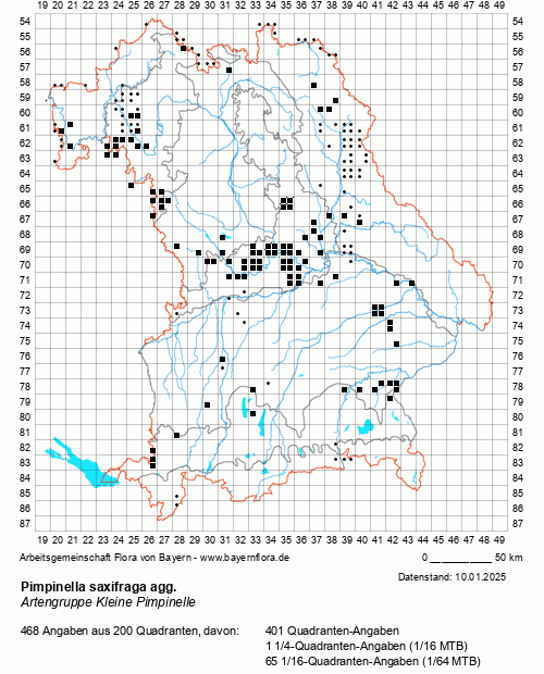 Die Verbreitungskarte zu Pimpinella saxifraga agg. wird geladen ...