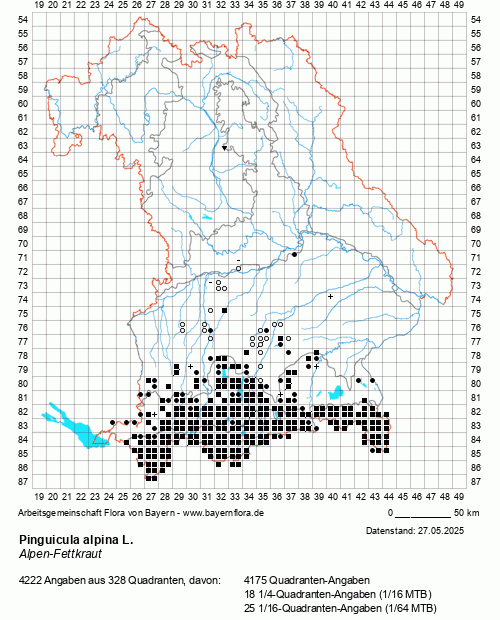 Die Verbreitungskarte zu Pinguicula alpina L. wird geladen ...