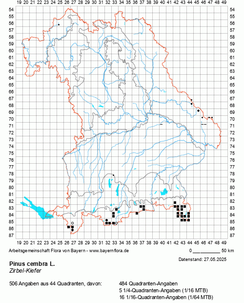 Die Verbreitungskarte zu Pinus cembra L. wird geladen ...