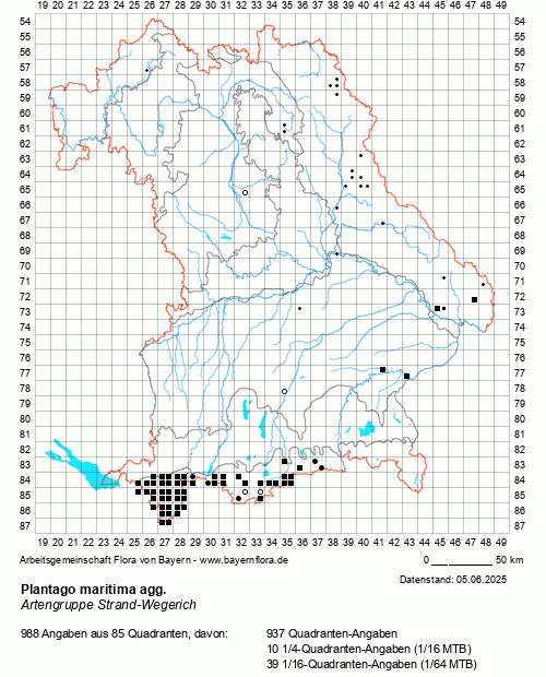 Die Verbreitungskarte zu Plantago maritima agg. wird geladen ...
