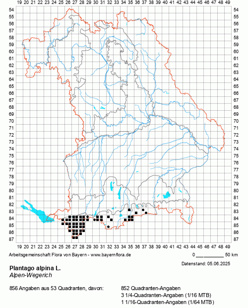 Die Verbreitungskarte zu Plantago alpina L. wird geladen ...