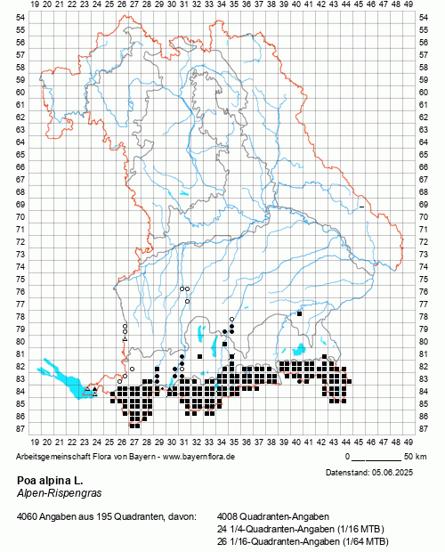 Die Verbreitungskarte zu Poa alpina L. wird geladen ...