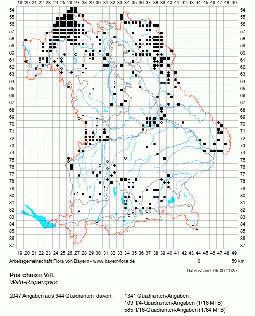 Die Verbreitungskarte zu Poa chaixii Vill. wird geladen ...