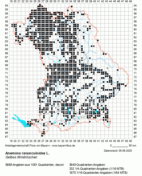 Die Verbreitungskarte zu Anemone ranunculoides L. wird geladen ...