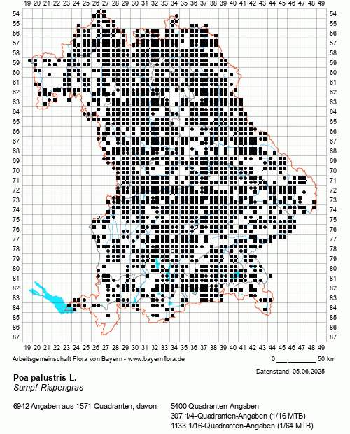 Die Verbreitungskarte zu Poa palustris L. wird geladen ...