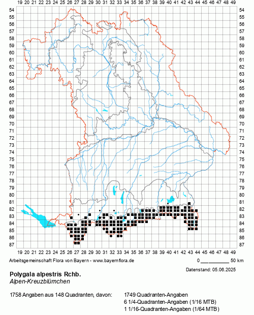 Die Verbreitungskarte zu Polygala alpestris Rchb. wird geladen ...