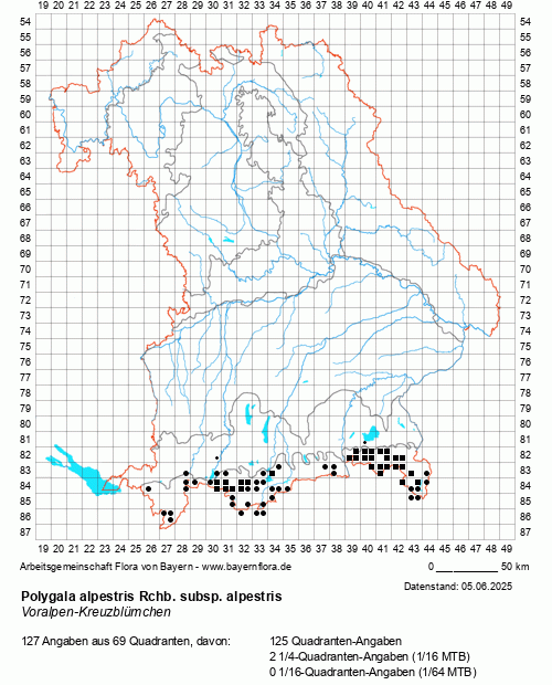 Die Verbreitungskarte zu Polygala alpestris Rchb. subsp. alpestris wird geladen ...