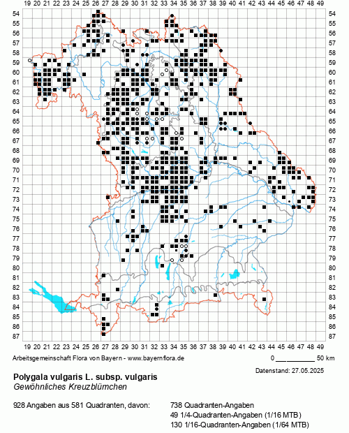 Die Verbreitungskarte zu Polygala vulgaris L. subsp. vulgaris wird geladen ...