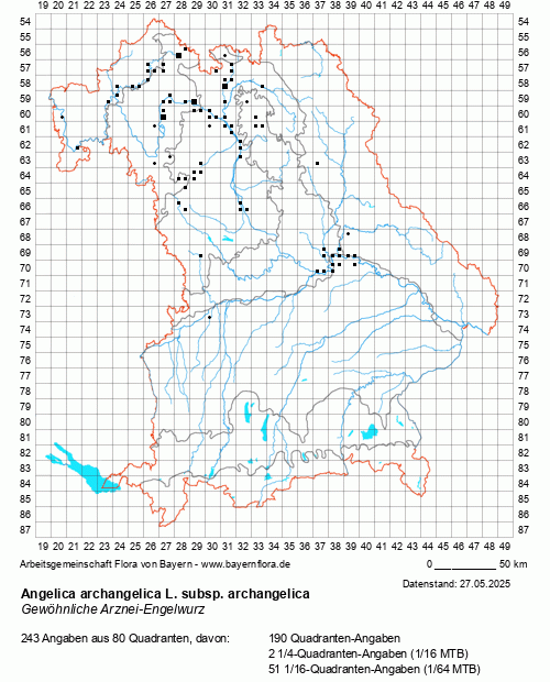 Die Verbreitungskarte zu Angelica archangelica L. subsp. archangelica wird geladen ...