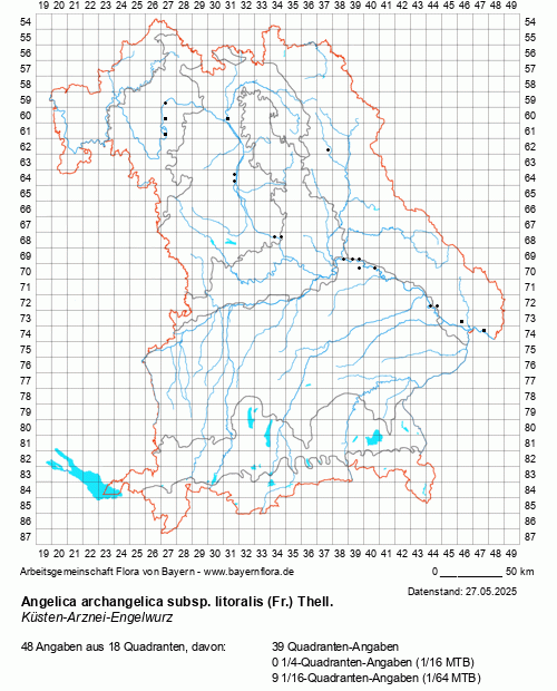 Die Verbreitungskarte zu Angelica archangelica subsp. litoralis (Fr.) Thell. wird geladen ...