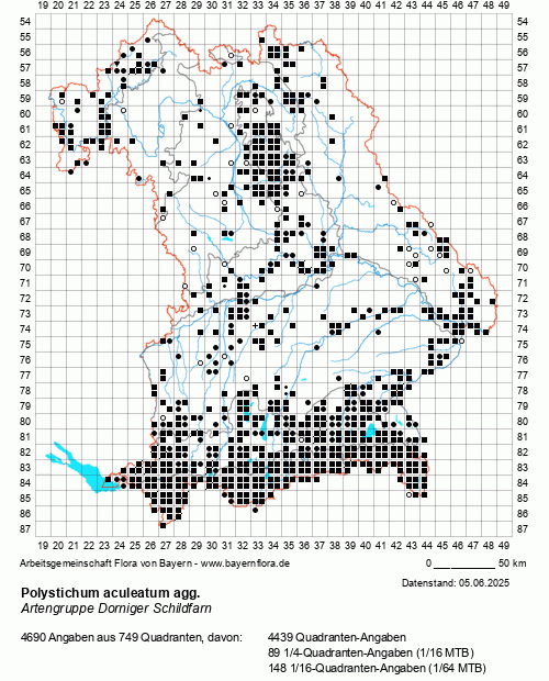 Die Verbreitungskarte zu Polystichum aculeatum agg. wird geladen ...