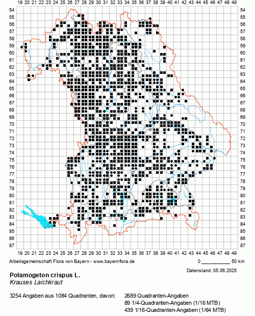 Die Verbreitungskarte zu Potamogeton crispus L. wird geladen ...