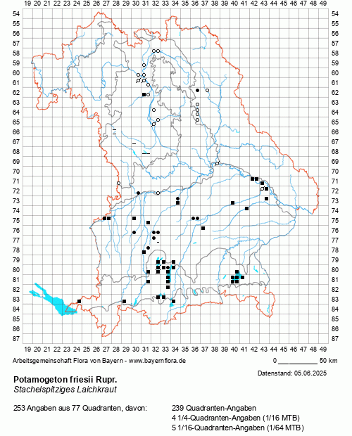 Die Verbreitungskarte zu Potamogeton friesii Rupr. wird geladen ...