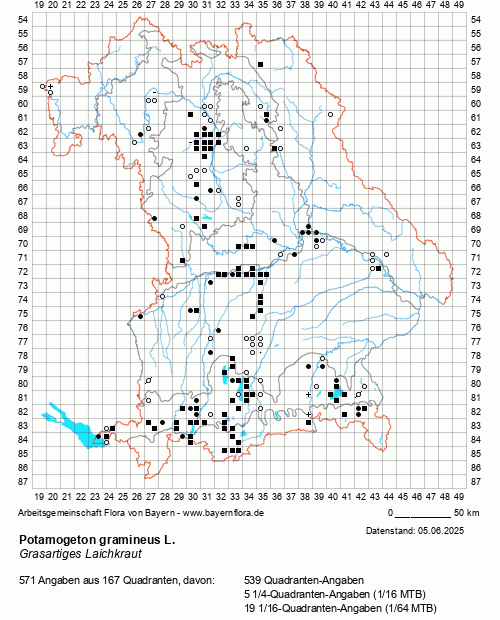 Die Verbreitungskarte zu Potamogeton gramineus L. wird geladen ...