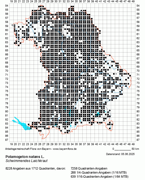 Die Verbreitungskarte zu Potamogeton natans L. wird geladen ...