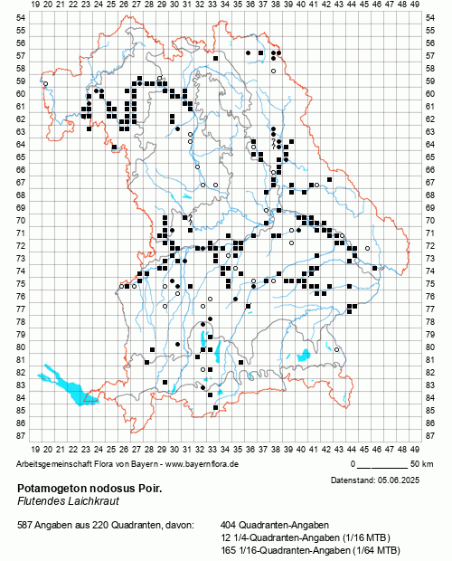 Die Verbreitungskarte zu Potamogeton nodosus Poir. wird geladen ...