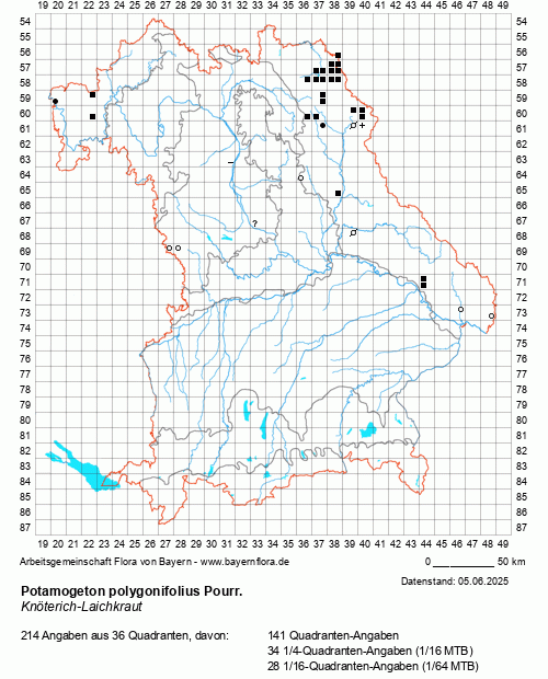 Die Verbreitungskarte zu Potamogeton polygonifolius Pourr. wird geladen ...