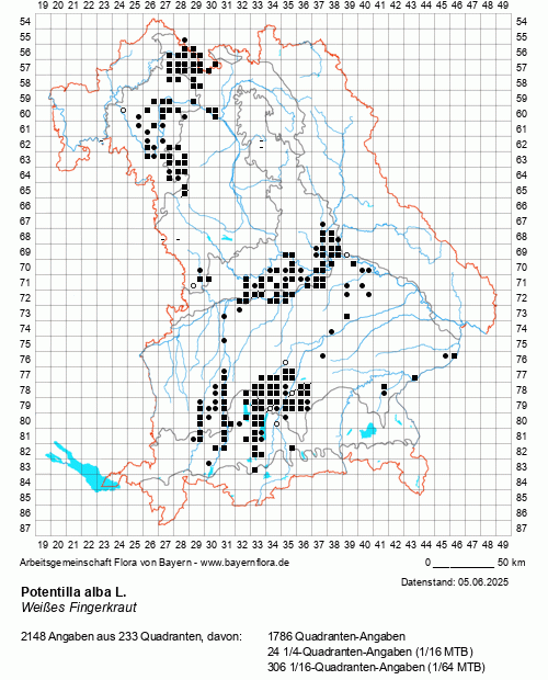 Die Verbreitungskarte zu Potentilla alba L. wird geladen ...