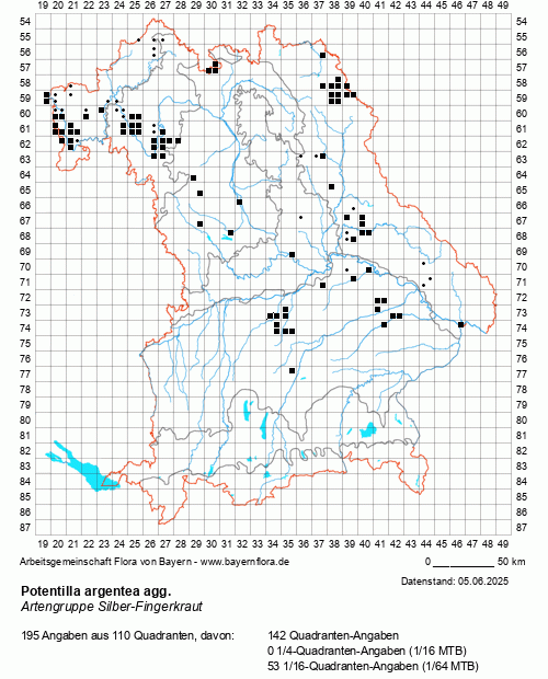 Die Verbreitungskarte zu Potentilla argentea agg. wird geladen ...