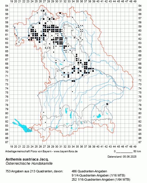 Die Verbreitungskarte zu Anthemis austriaca Jacq. wird geladen ...